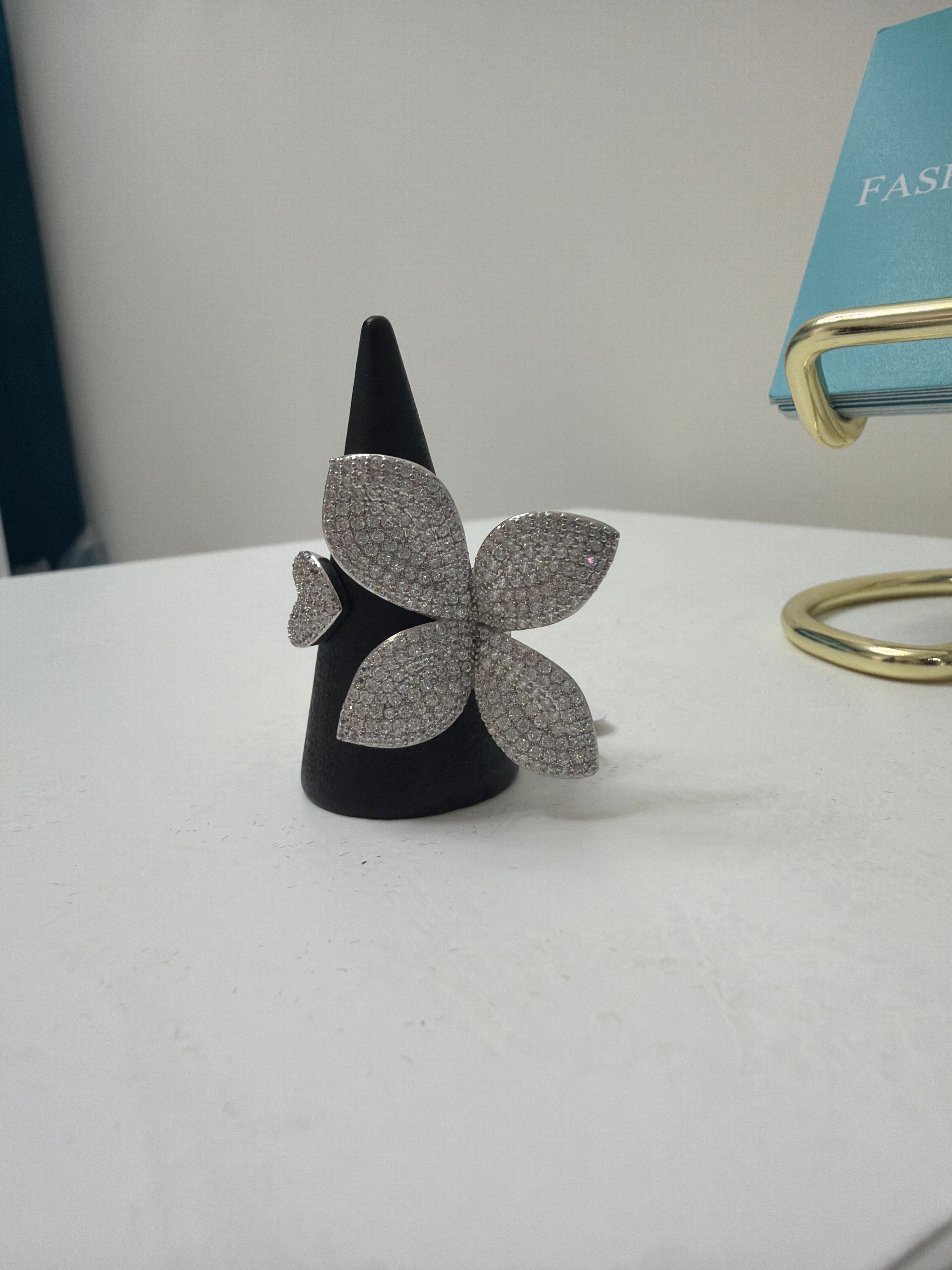 Anello Fiore con strass